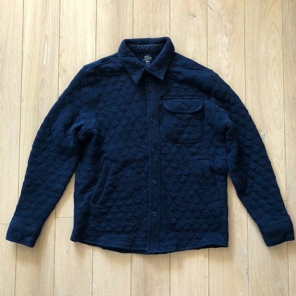 J. Crew Knit Goods Quilted Cotton Button Up Jacket in Navy Men’s Size S - Picture 1 of 10